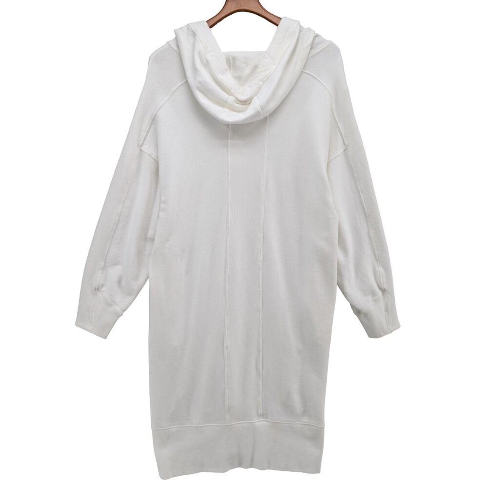 Free People Spur of the Moment Hoodie Womens White Long Pockets Zip Sides Sz XS - Picture 2 of 12